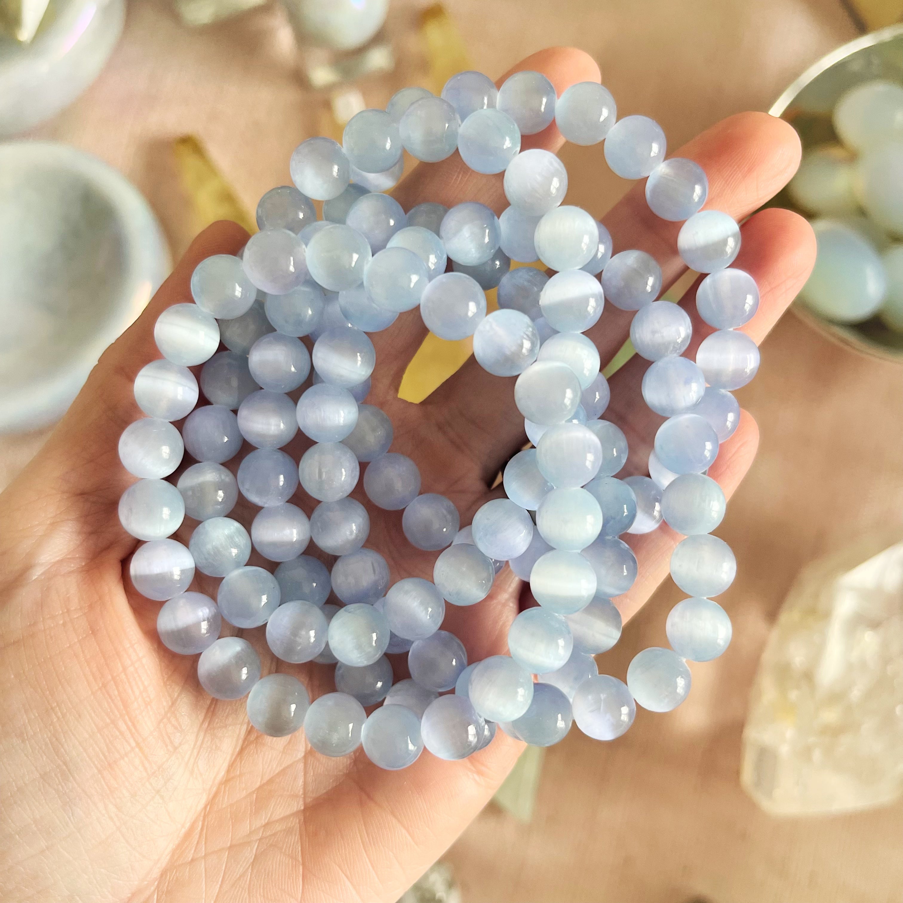 Aura Selenite Bracelet: Powder Blue