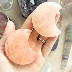 Rose Quartz Moon Shape Carving