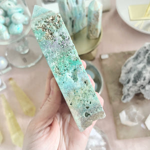 Druzy Aura Blue Aragonite Tower