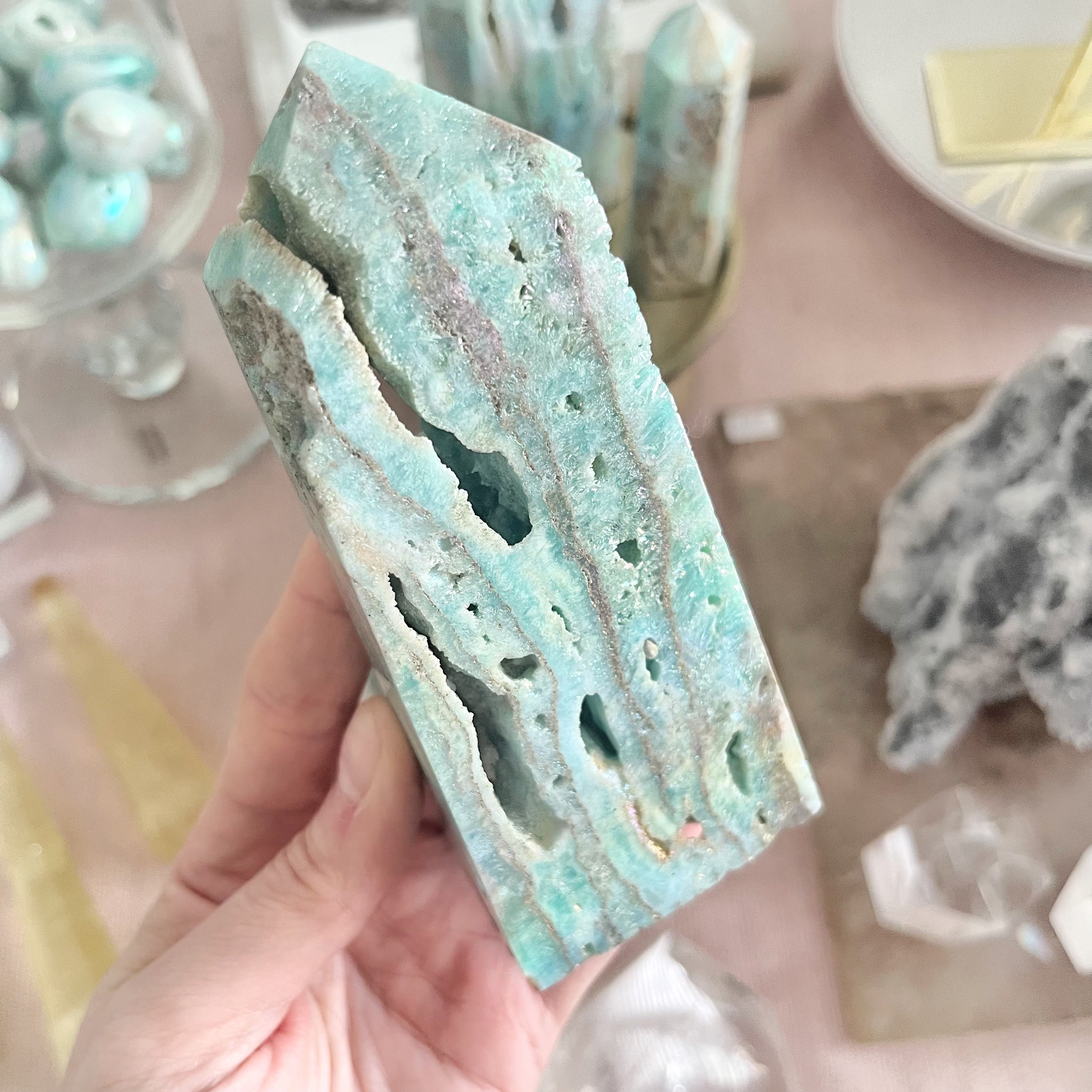 Druzy Aura Blue Aragonite Tower