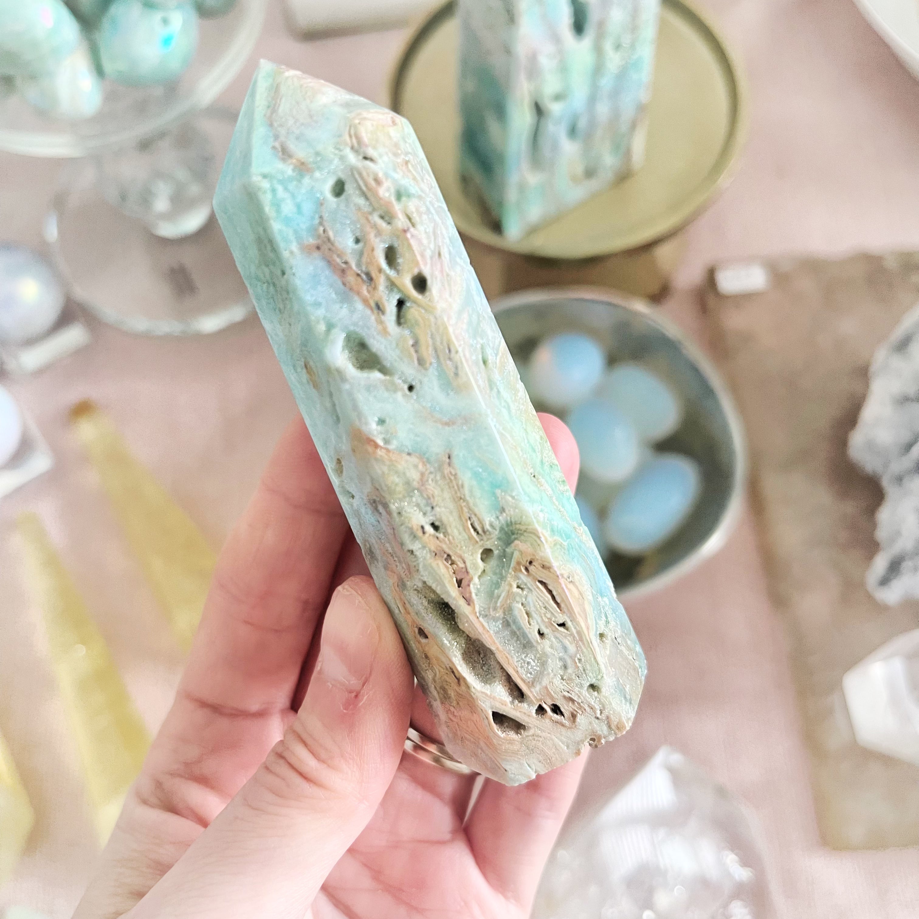 Druzy Aura Blue Aragonite Tower