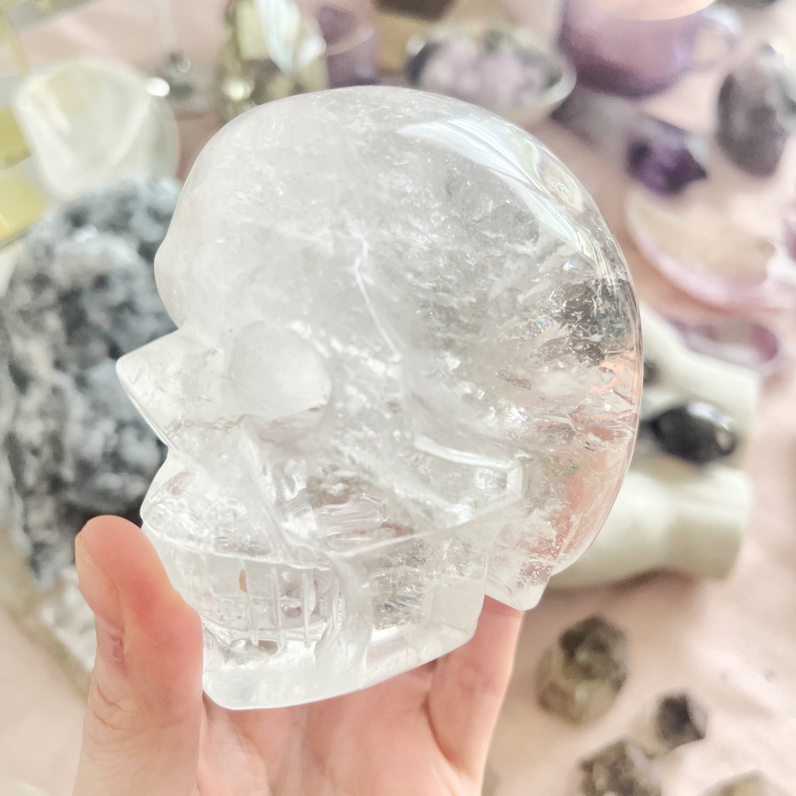 Clear Quartz Skull Carving