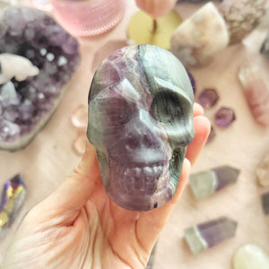 Purple Mica Fluorite Skull Carving