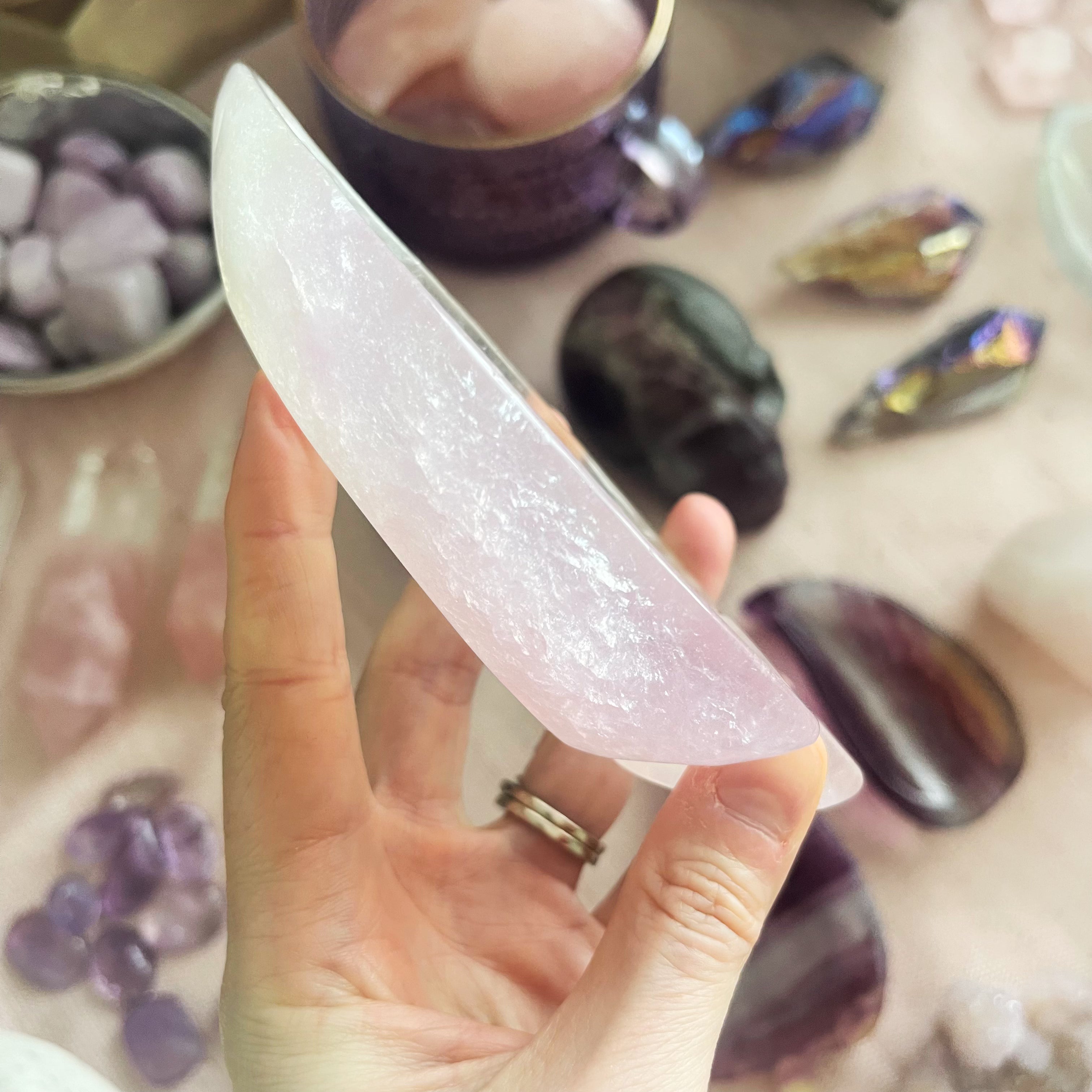 Ombré Fluorite Leaf Shape Bowl Carving