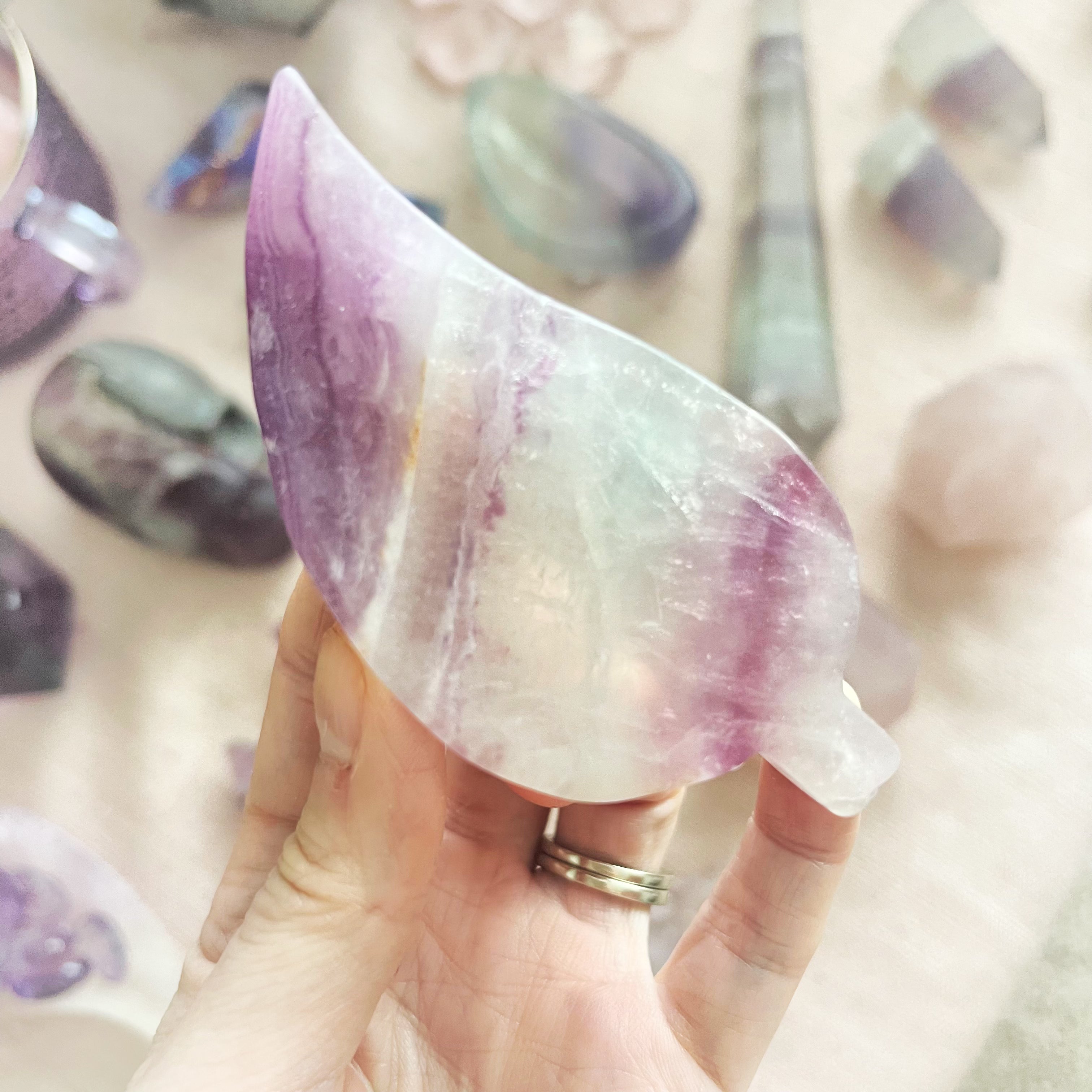 Fluorite Leaf Dish Carving