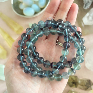 Blue Green Fluorite Crystal Bead Bracelet