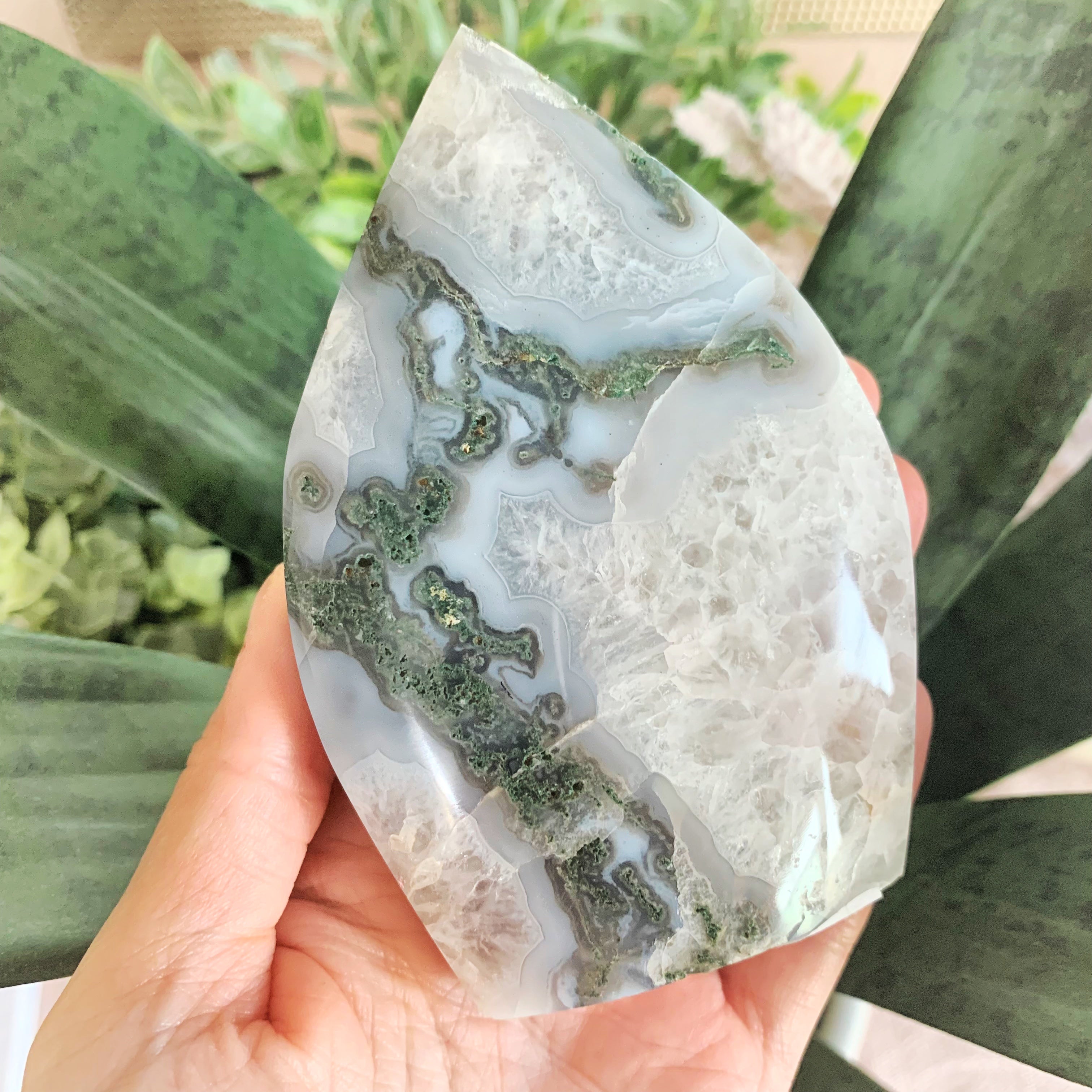 Druzy Moss Agate Flame