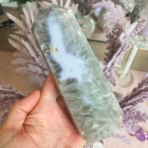 Green & Blue Flower Agate Tower