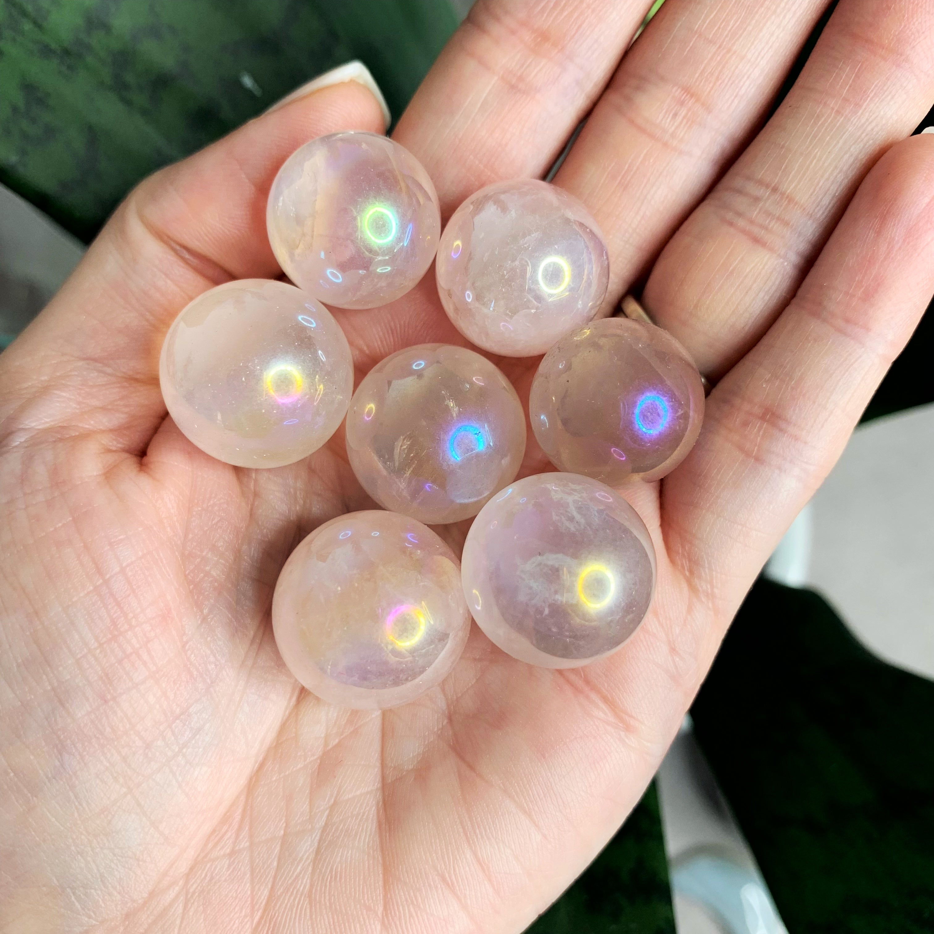 Pearl Pink Aura Quartz Mini Sphere